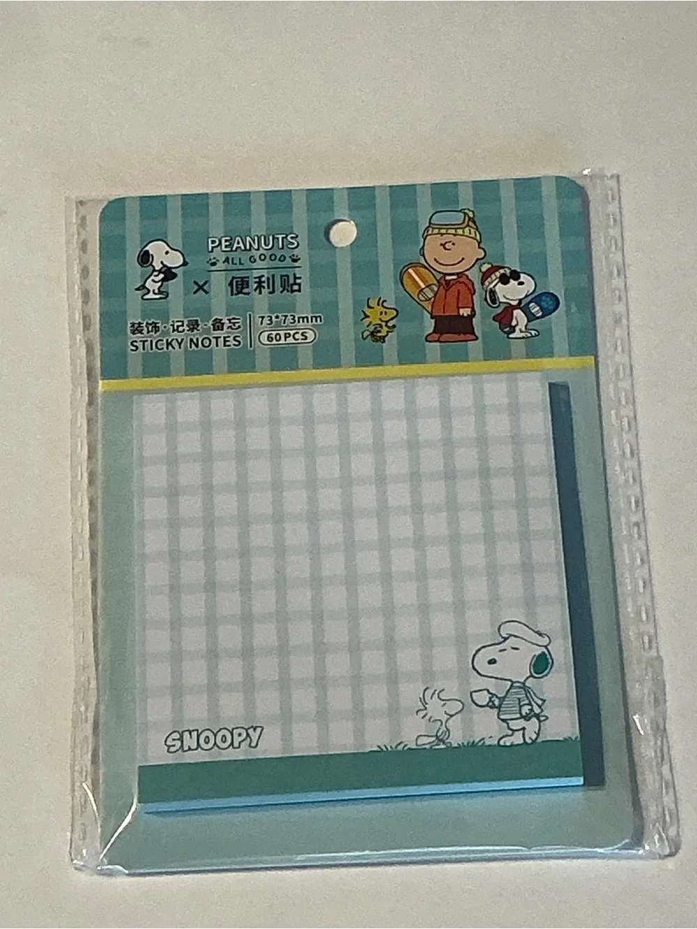 Peanuts Blue Polka Dot Sticky Notes - 60 PCS